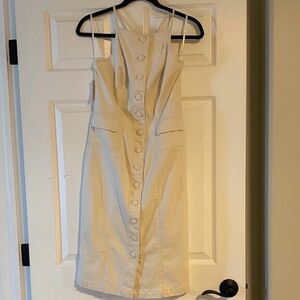 Sleeveless Cream Button-Front Midi Dress